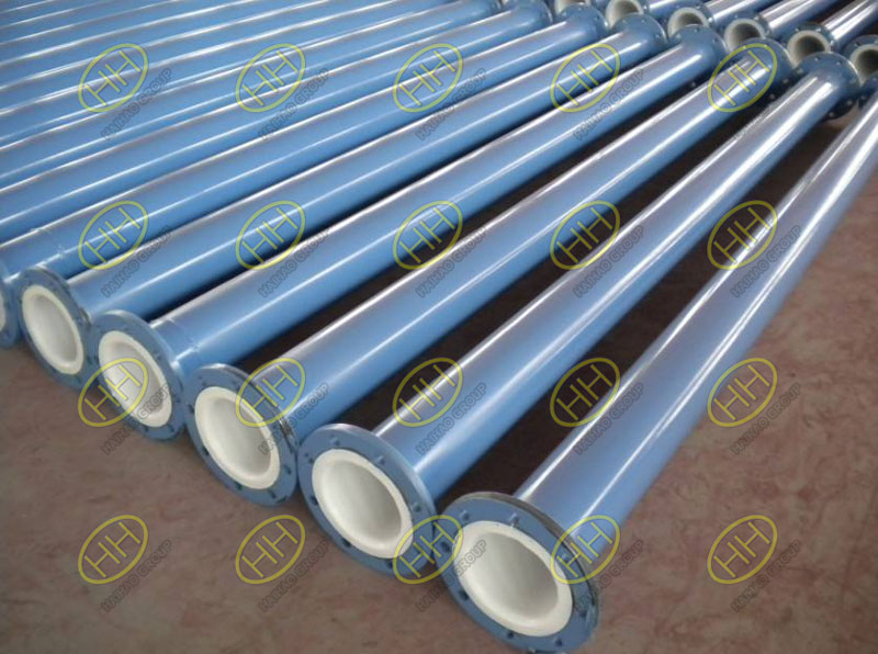 Plastic lined flanged steel pipes