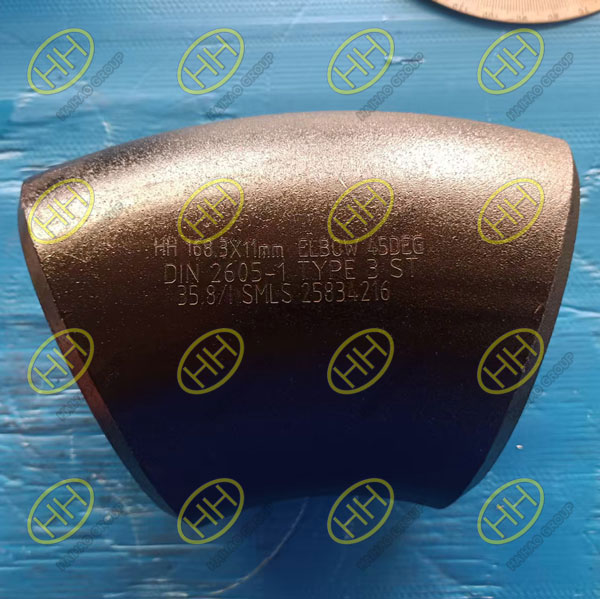 DIN 2605-1 TYPE-3 ST 35.8-I 45° long radius seamless elbow supplied by Haihao Group