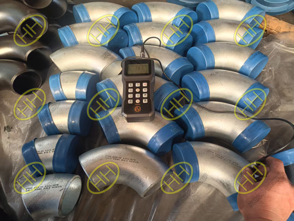 Quality inspection of ASME B16.9 A234 WPB hot dip galvanized 90 degree and 45 degree elbows