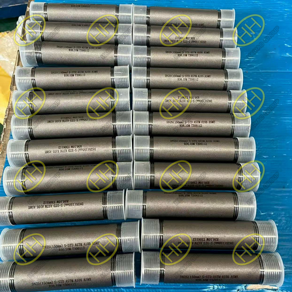 A105 NPT threaded male nipples ready for shipment