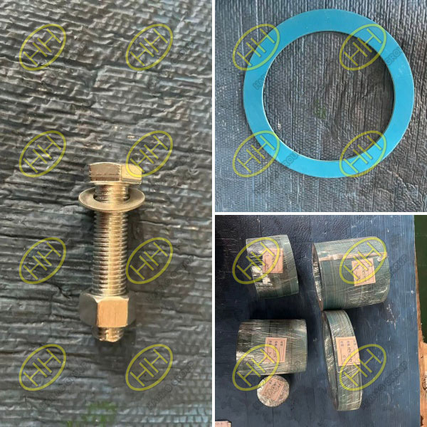 Cold galvanized hex bolt and nut assemblies with non asbestos gaskets