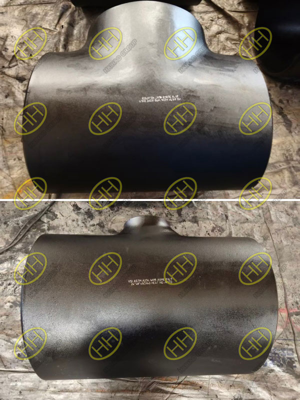 DN600 ASTM A234 WPB seamless equal tee and reducing tee fittings supplied by Haihao Group