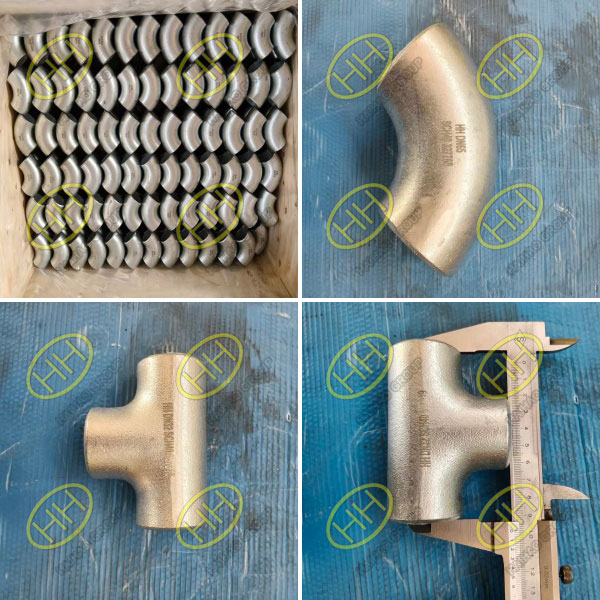 Hot dip galvanized carbon steel 90° long radius elbows and equal tees manufactured by Haihao Group