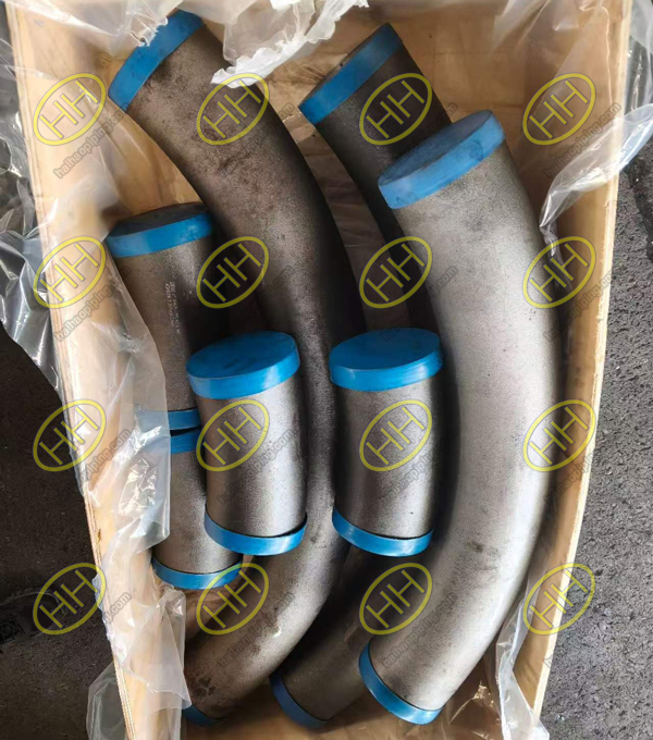 A106 Gr.C seamless 5D butt-weld pipe bends, 6 inch, 25.4mm wall, 90°,65°,20° custom angles shipped to Vietnam pipeline project