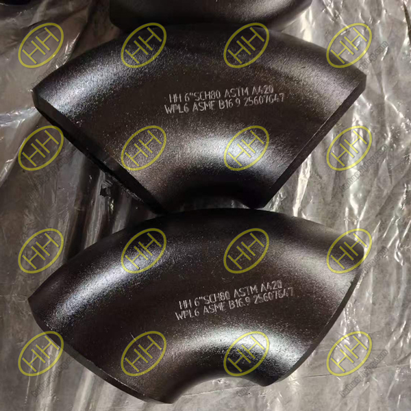 ASTM A420 WPL6 short radius elbow 6 inch SCH80 ASME B16.9 black paint for Indonesia low temperature pipeline